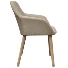 Load image into Gallery viewer, Sedie Pranzo 4 pz Beige in Tessuto e Legno Massello di Rovere