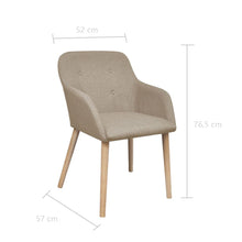 Load image into Gallery viewer, Sedie Pranzo 4 pz Beige in Tessuto e Legno Massello di Rovere