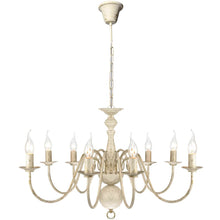 Carica l&#39;immagine nel visualizzatore di Gallery, Lampadario Stile Antico Metallo Bianco 8 Lampadine