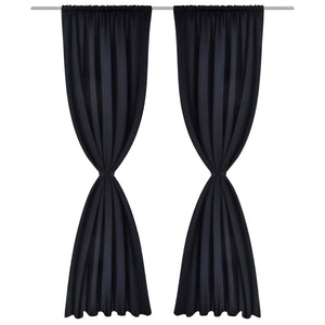 Tende Oscuranti Nere 2 pz con Orlo Ribattuto 135 x 245 cm