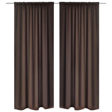 Load image into Gallery viewer, Tende Oscuranti con Testa a Fessura 2 pz Marroni 135x245 cm