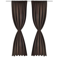 Load image into Gallery viewer, Tende Oscuranti con Testa a Fessura 2 pz Marroni 135x245 cm