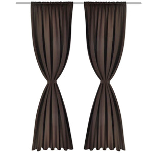Tende Oscuranti con Testa a Fessura 2 pz Marroni 135x245 cm