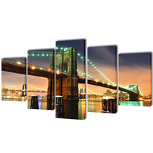 Carica l&#39;immagine nel visualizzatore di Gallery, 5 pz Set Stampa su Tela da Muro Ponte di Brooklyn 200 x 100 cm