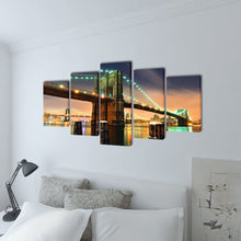 Carica l&#39;immagine nel visualizzatore di Gallery, 5 pz Set Stampa su Tela da Muro Ponte di Brooklyn 200 x 100 cm