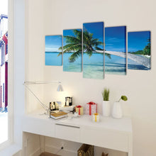 Carica l&#39;immagine nel visualizzatore di Gallery, 5 pz Set Stampa su Tela da Muro Spiaggia con Palma 200 x 100 cm