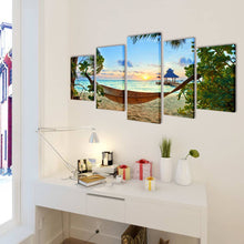 Carica l&#39;immagine nel visualizzatore di Gallery, 5 pz Set Stampa su Tela da Muro Spiaggia di Sabbia con Amaca 200x100cm