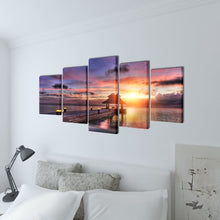 Carica l&#39;immagine nel visualizzatore di Gallery, 5 pz Set Stampa su Tela da Muro Spiaggia con Padiglione 200 x 100 cm