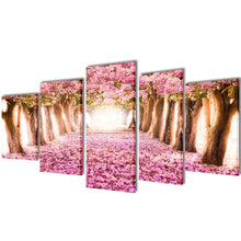Load image into Gallery viewer, 5 pz Set Stampa su Tela da Muro Fiori di Ciliegio 200 x 100 cm