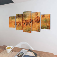 Carica l&#39;immagine nel visualizzatore di Gallery, 5 pz Set Stampa su Tela da Muro Leoni 100 x 50 cm