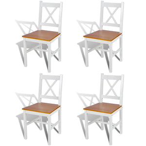 Sedie da Pranzo 4 pz Bianche in Legno di Pino