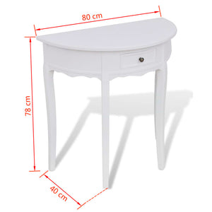 Tavolo Consolle con Cassetto Semicircolare Bianco