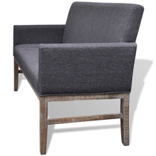 Load image into Gallery viewer, Panca con Cuscino Imbottito Tessuto Legno di Hevea Grigio Scuro