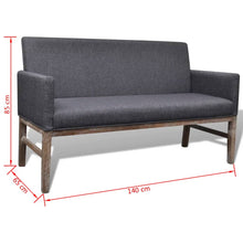 Load image into Gallery viewer, Panca con Cuscino Imbottito Tessuto Legno di Hevea Grigio Scuro