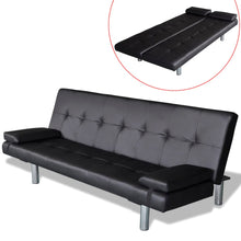 Carica l&#39;immagine nel visualizzatore di Gallery, Divano Letto con 2 Cuscini in Similpelle Regolabile Nero