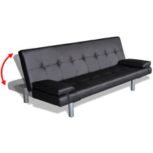 Carica l&#39;immagine nel visualizzatore di Gallery, Divano Letto con 2 Cuscini in Similpelle Regolabile Nero