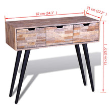 Charger l&#39;image dans la galerie, Tavolo Consolle con 3 Cassetti in Legno di Recupero di Teak