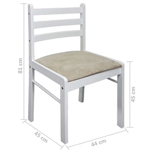 Sedie da Pranzo 2 pz Bianche Legno Massello di Hevea e Velluto