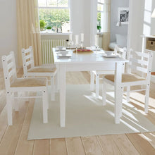 Load image into Gallery viewer, Sedie da Pranzo 4 pz Bianche Legno Massello di Hevea e Velluto