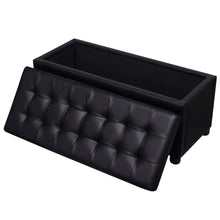 Charger l&#39;image dans la galerie, Panca Pouf con Vano Contenitore in Pelle Artificiale Nero