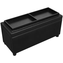 Charger l&#39;image dans la galerie, Panca Pouf con Vano Contenitore in Pelle Artificiale Nero