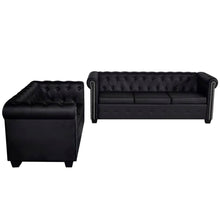 Load image into Gallery viewer, Divani Chesterfield a 2 Posti e a 3 Posti in Similpelle Nero