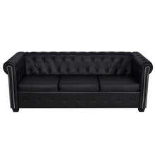 Load image into Gallery viewer, Divani Chesterfield a 2 Posti e a 3 Posti in Similpelle Nero