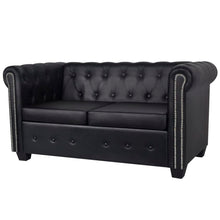 Load image into Gallery viewer, Divani Chesterfield a 2 Posti e a 3 Posti in Similpelle Nero