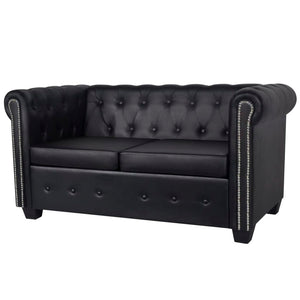 Divani Chesterfield a 2 Posti e a 3 Posti in Similpelle Nero