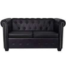 Load image into Gallery viewer, Divani Chesterfield a 2 Posti e a 3 Posti in Similpelle Nero