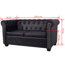 Load image into Gallery viewer, Divani Chesterfield a 2 Posti e a 3 Posti in Similpelle Nero