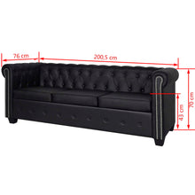 Load image into Gallery viewer, Divani Chesterfield a 2 Posti e a 3 Posti in Similpelle Nero