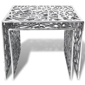 Set 2 Tavolini Quadrati Alluminio Argento