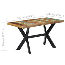 Carica l&#39;immagine nel visualizzatore di Gallery, Tavolo da Pranzo 140x70x75 cm in Legno Massello di Recupero