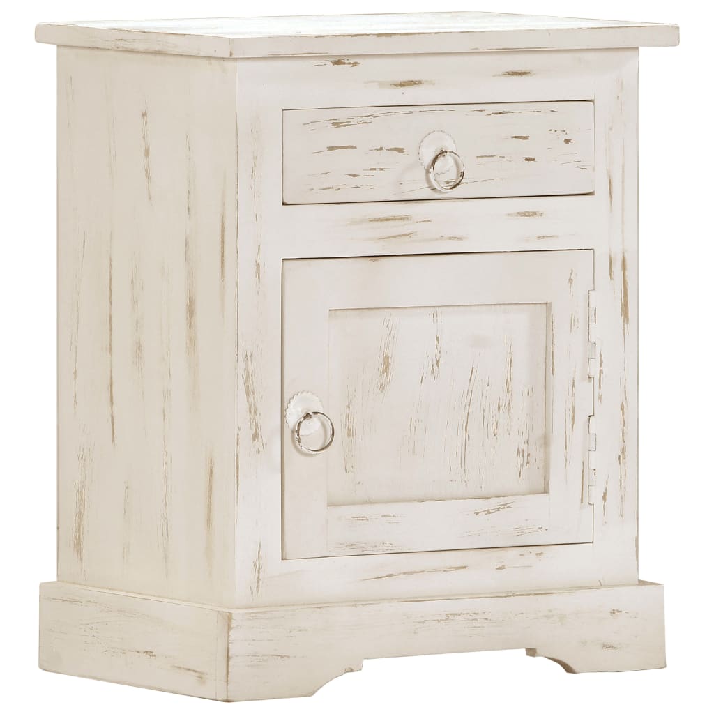 Mobiletto Bianco 40x30x50 cm in Legno Massello di Mango