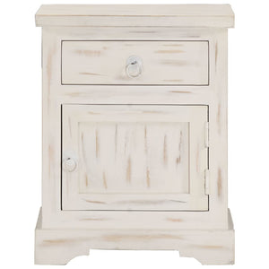 Mobiletto Bianco 40x30x50 cm in Legno Massello di Mango