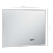 Laden Sie das Bild in den Galerie-Viewer, Specchio LED Bagno con Sensore Tattile e Schermo Orario 80x60cm