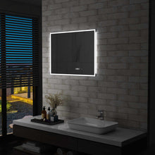 Laden Sie das Bild in den Galerie-Viewer, Specchio LED Bagno con Sensore Tattile e Schermo Orario 80x60cm