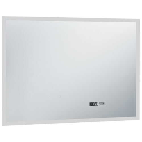 Specchio LED Bagno con Sensore Tattile e Schermo Orario 100x60cm