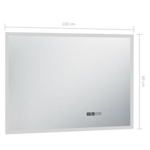 Specchio LED Bagno con Sensore Tattile e Schermo Orario 100x60cm