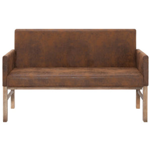 Divanetto con Braccioli 140 cm Marrone in Similpelle Scamosciata