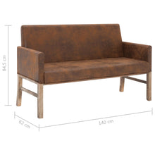 Load image into Gallery viewer, Divanetto con Braccioli 140 cm Marrone in Similpelle Scamosciata