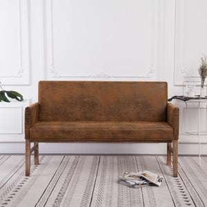 Divanetto con Braccioli 140 cm Marrone in Similpelle Scamosciata
