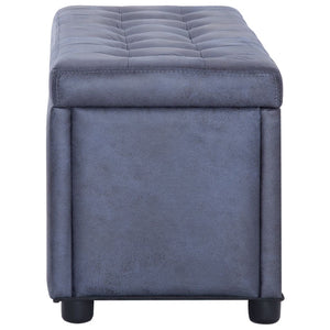 Cassapanca Pouf 87,5 cm Grigia in Similpelle Scamosciata
