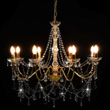 Indlæs billede til gallerivisning Lampadario con Perline Dorato 8 Lampadine