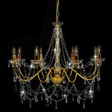 Indlæs billede til gallerivisning Lampadario con Perline Dorato 8 Lampadine