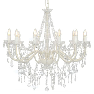 Lampadario con Perline Bianco 12 Lampadine