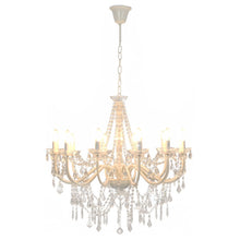 Carica l&#39;immagine nel visualizzatore di Gallery, Lampadario con Perline Bianco 12 Lampadine