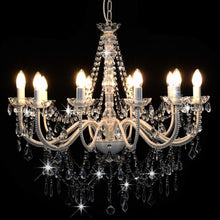 Carica l&#39;immagine nel visualizzatore di Gallery, Lampadario con Perline Bianco 12 Lampadine