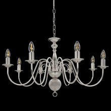 Laden Sie das Bild in den Galerie-Viewer, Lampadario Argento con 8 Lampadine